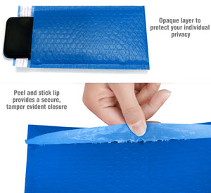 HBlife #0 6x10 Inches Poly Bubble Mailers Self Seal Blue Padded Envelopes, Pack of 25