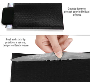 HBlife #0 6x10 Inches Poly Bubble Mailers Self Seal Black Padded Envelopes, Pack of 25