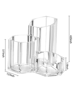 hblife Makeup Brush Holder Organizer, 3 Slot Acrylic Cosmetics Brushes Storage Solution, Clear