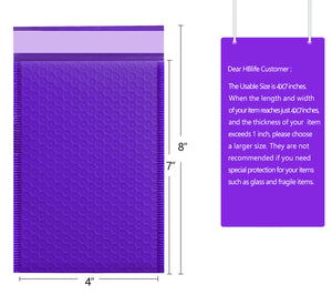 HBlife #000 4x8 Inches Poly Bubble Mailers Self Seal Purple Padded Envelopes, Pack of 50