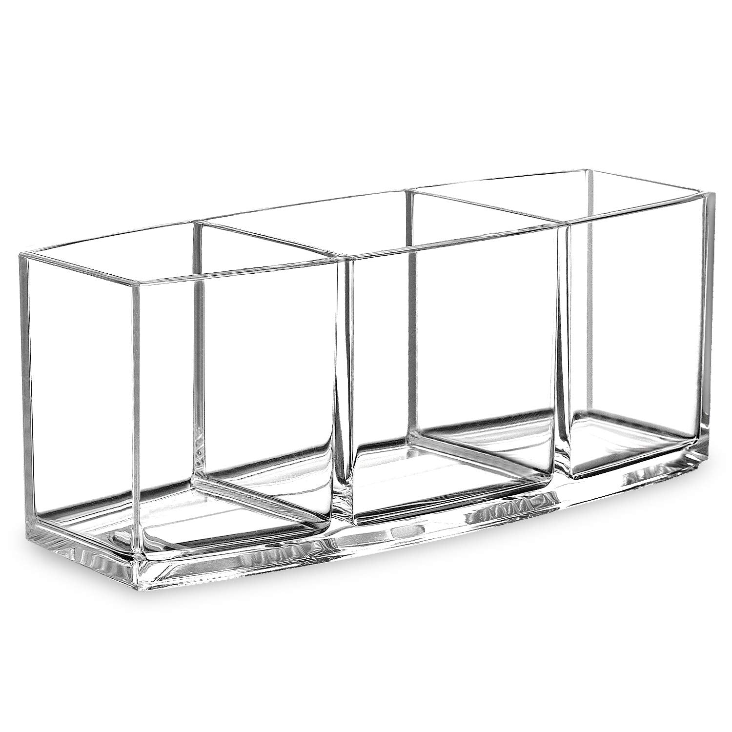 hblife Makeup Brush Holder Organizer, 3 Slot Acrylic Cosmetics Brushes Storage Solution, Clear