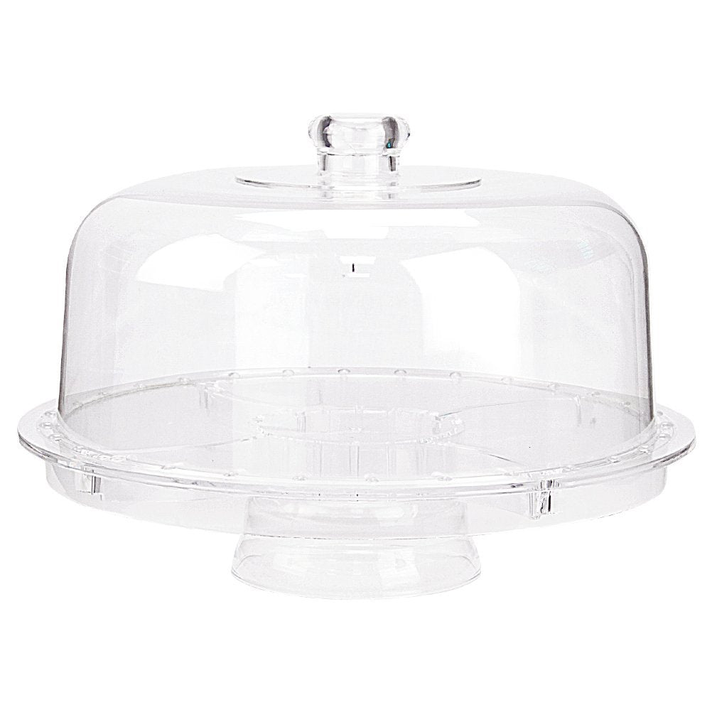 HBlife Acrylic Cake Stand Multifunctional Serving Platter and Cake Plate With Dome (6 Uses)