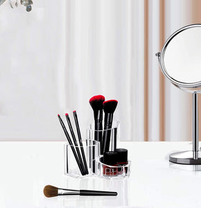hblife Makeup Brush Holder Organizer, 3 Slot Acrylic Cosmetics Brushes Storage Solution, Clear