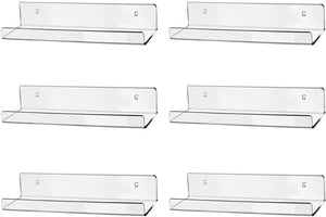 hblife 15" Acrylic Floating Wall Ledge Shelf, Wall Mounted Nursery Kids Bookshelf, Invisible Spice Rack, Clear 5MM Thick Bathroom Storage Shelves Display Organizer, 15" L x 4" D x 2" H
