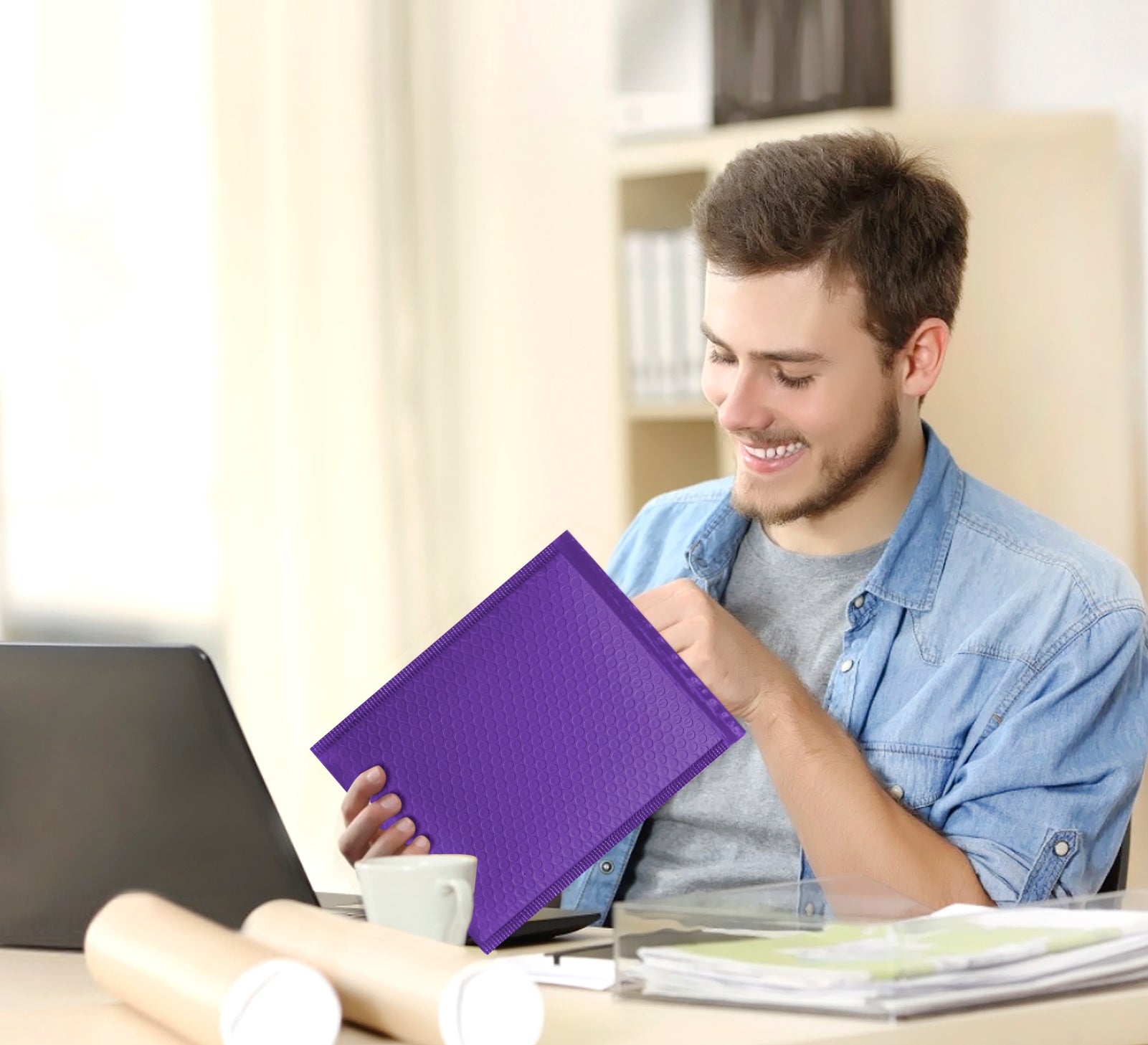 HBlife 8.5x12 Inches Poly Bubble Mailers Self Seal Purple Padded Envelopes, Pack of 25
