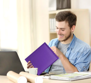 HBlife 8.5x12 Inches Poly Bubble Mailers Self Seal Purple Padded Envelopes, Pack of 25