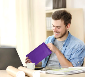 HBlife #000 4x8 Inches Poly Bubble Mailers Self Seal Purple Padded Envelopes, Pack of 50