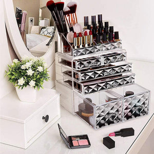 HBlife Makeup Organizer 3 Pieces Acrylic Cosmetic Storage Drawers and Jewelry Display Box