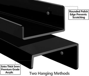 hblife 15" Acrylic Floating Wall Ledge Shelf, Wall Mounted Nursery Kids Bookshelf, Invisible Spice Rack, Clear 5MM Thick Bathroom Storage Shelves Display Organizer, 15" L x 4" D x 2" H