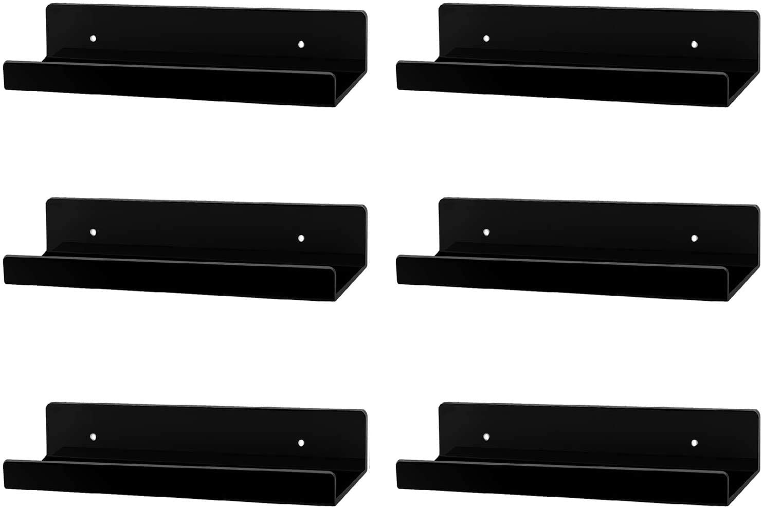 hblife 15" Acrylic Floating Wall Ledge Shelf, Wall Mounted Nursery Kids Bookshelf, Invisible Spice Rack, Clear 5MM Thick Bathroom Storage Shelves Display Organizer, 15" L x 4" D x 2" H