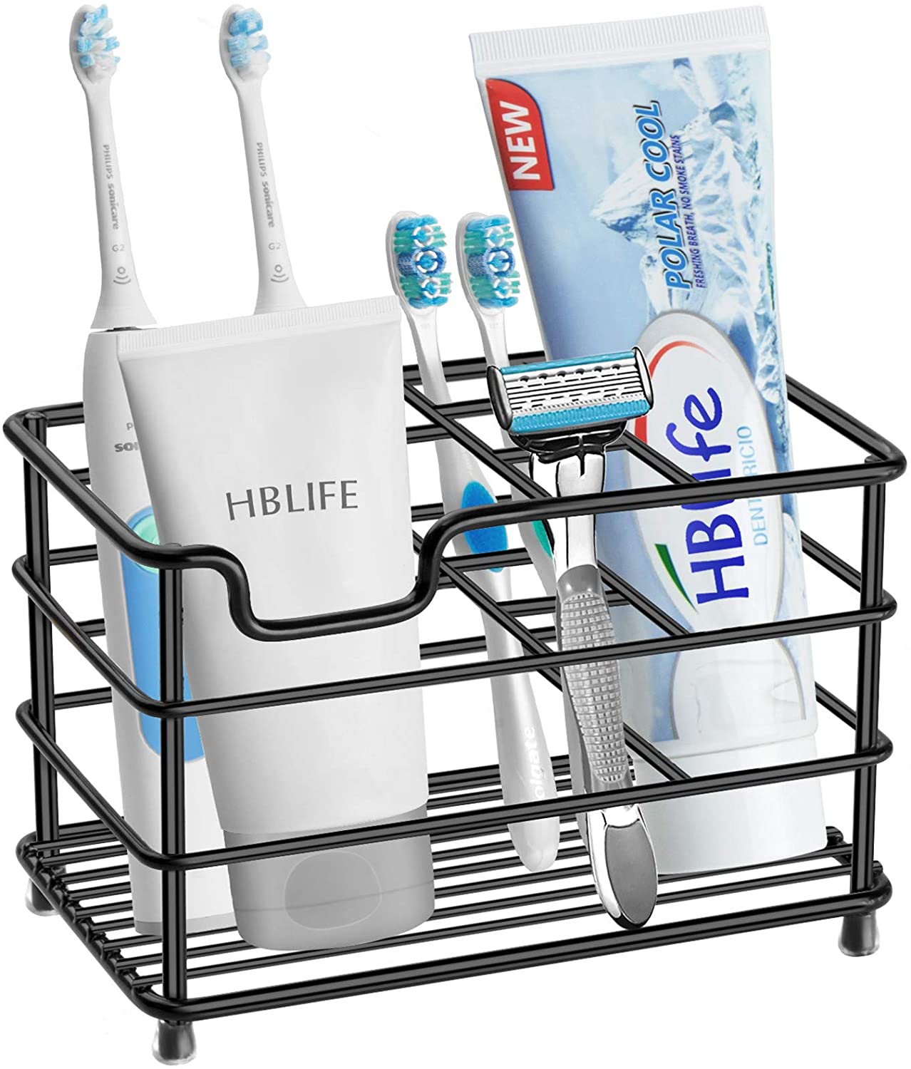 hblife Electric Toothbrush Holder, Large Stainless Steel Toothpaste Holder Bathroom Accessories Organizer