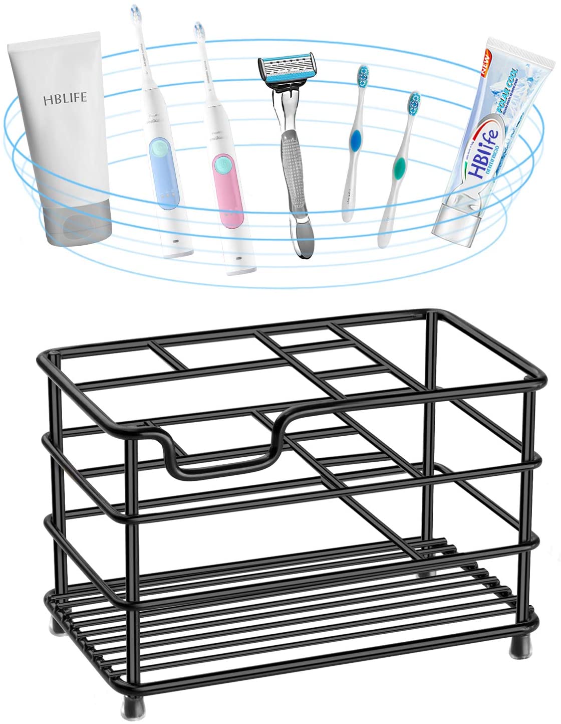 hblife Electric Toothbrush Holder, Large Stainless Steel Toothpaste Holder Bathroom Accessories Organizer