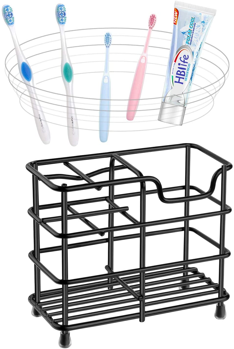 hblife Toothbrush Holder, Small Stainless Steel Toothpaste Holder Bathroom Accessories Organizer