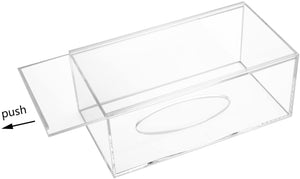 HBlife Facial Tissue Dispenser Box Cover Holder Clear Acrylic Rectangle Napkin Organizer for Bathroom, Kitchen and Office Room
