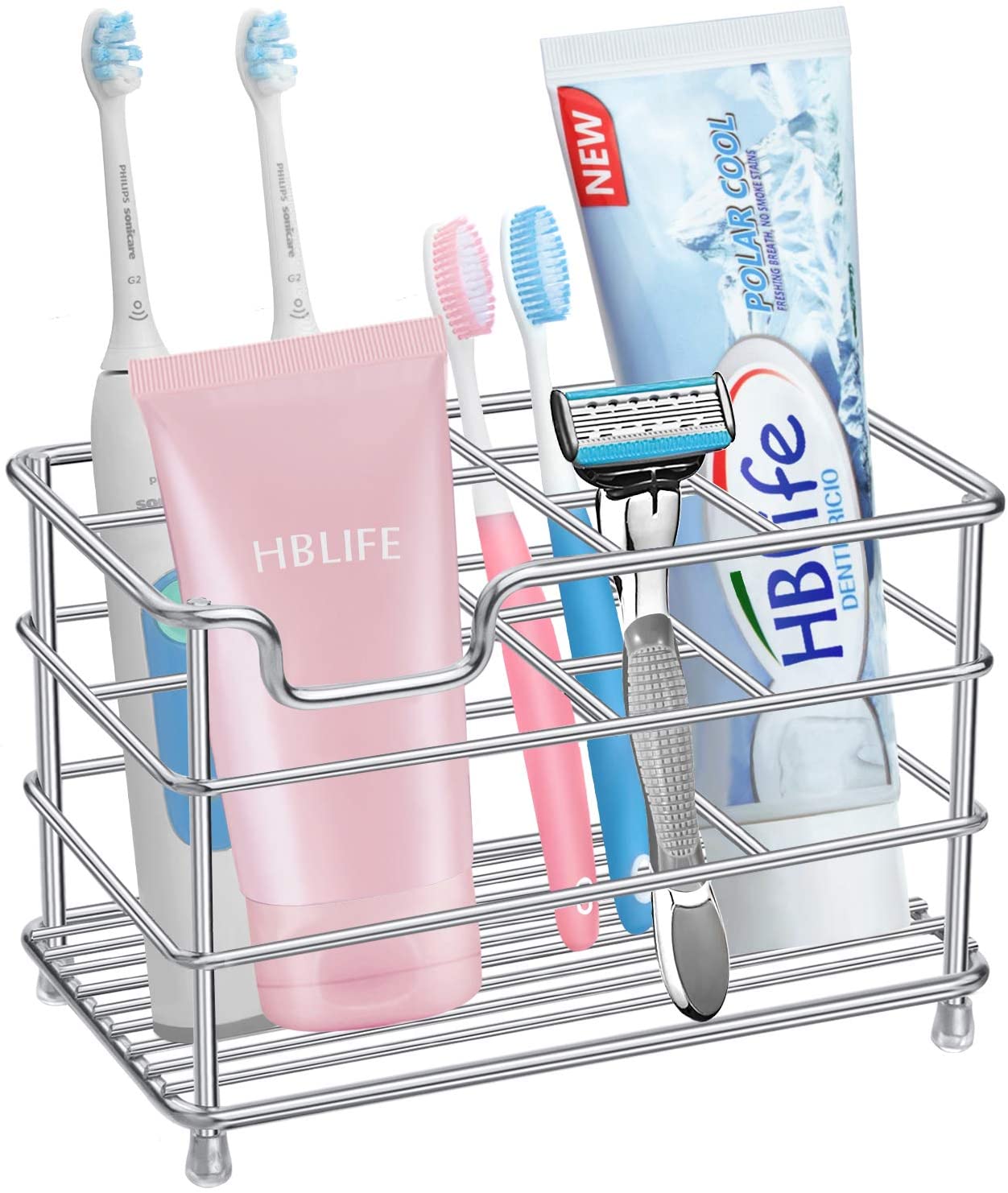 hblife Electric Toothbrush Holder, Large Stainless Steel Toothpaste Holder Bathroom Accessories Organizer