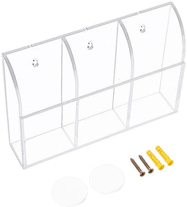 HBlife Clear Acrylic Remote Control Holder Wall Mount Media Organizer Storage Box